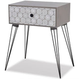 NNEVL Nightstand with 1 Drawer Rectangular Grey