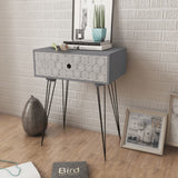 NNEVL Nightstand with 1 Drawer Rectangular Grey