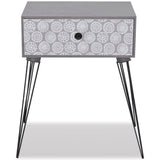 NNEVL Nightstand with 1 Drawer Rectangular Grey