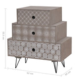 NNEVL Nightstand with 3 Drawers Grey and Brown