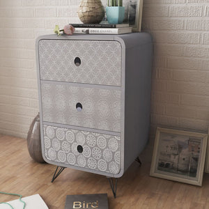 NNEVL Side Cabinet with 3 Drawers Grey