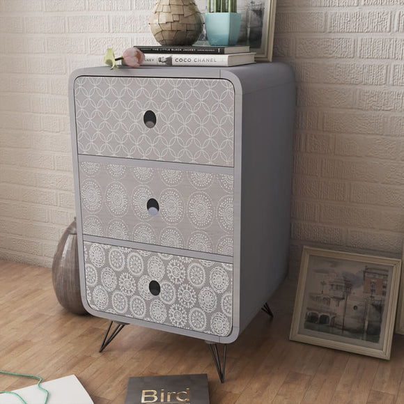 NNEVL Side Cabinet with 3 Drawers Grey