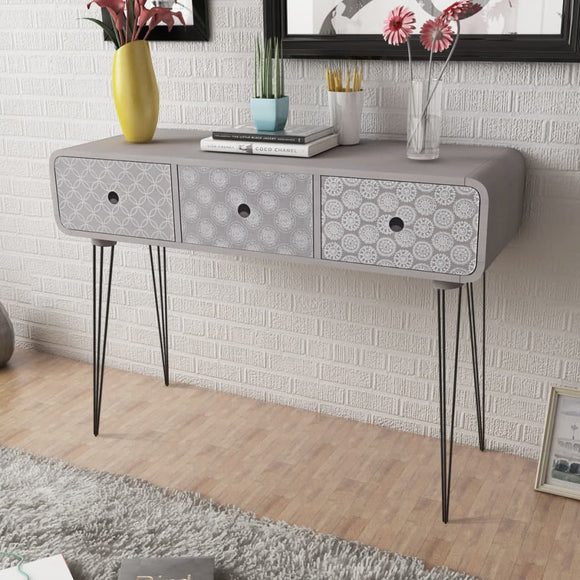 NNEVL Console Table with 3 Drawers Grey