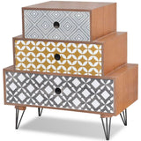 NNEVL Nightstand with 3 Drawers Brown