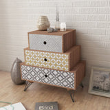 NNEVL Nightstand with 3 Drawers Brown