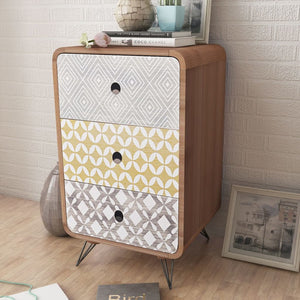 NNEVL Side Cabinet with 3 Drawers Brown