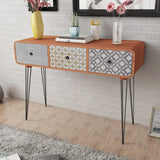 NNEVL Console Table with 3 Drawers Brown