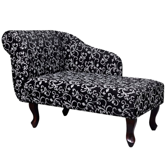 NNEVL Chaise Longue Black and White Fabric
