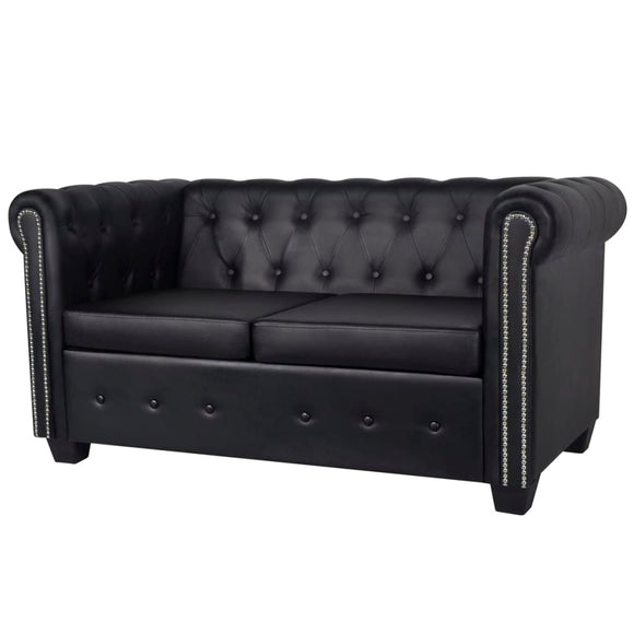 NNEVL Chesterfield 2-Seater Artificial Leather Black