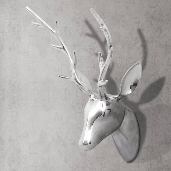 NNEVL Wall Mounted Aluminium Deer's Head Decoration Silver 62 cm