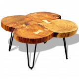 NNEVL Coffee Table 35 cm 4 Trunks Solid Sheesham Wood