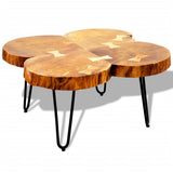 NNEVL Coffee Table 35 cm 4 Trunks Solid Sheesham Wood