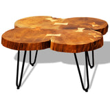 NNEVL Coffee Table 35 cm 4 Trunks Solid Sheesham Wood