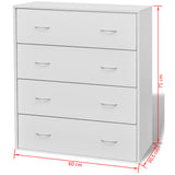 NNEVL Sideboard with 4 Drawers 60x30.5x71 cm White