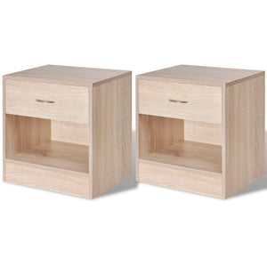 NNEVL Nightstand 2 pcs with Drawer Oak Colour