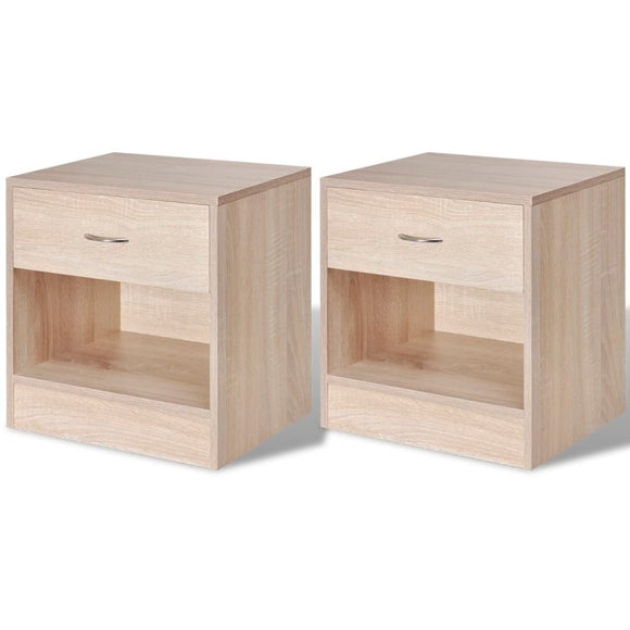 NNEVL Nightstand 2 pcs with Drawer Oak Colour