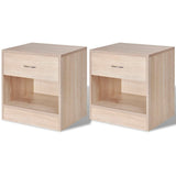 NNEVL Nightstand 2 pcs with Drawer Oak Colour