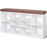 NNEVL Shoe Storage Bench 10 Compartments White