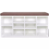 NNEVL Shoe Storage Bench 10 Compartments White
