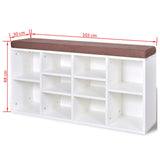 NNEVL Shoe Storage Bench 10 Compartments White