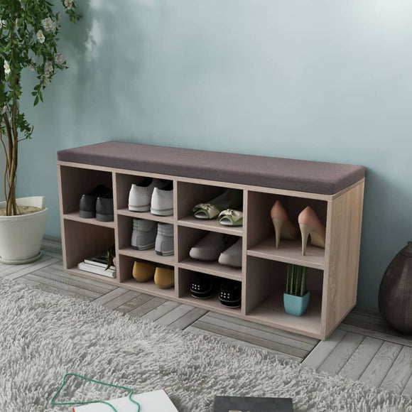 NNEVL Shoe Storage Bench 10 Compartments Oak Colour