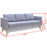 NNEVL Sofa Set 2-Seater and 3-Seater Fabric Light Grey