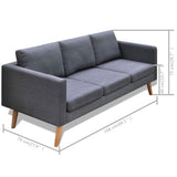 NNEVL Sofa Set 2-Seater and 3-Seater Fabric Dark Grey