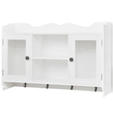 NNEVL Wall Cabinet Display Shelf Book/DVD/Glass Storage White MDF