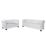 NNEVL Chesterfield 2-Seater and 3-Seater Artificial Leather White