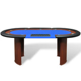 NNEVL 10-Player Poker Table with Dealer Area and Chip Tray Blue