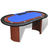 NNEVL 10-Player Poker Table with Dealer Area and Chip Tray Blue