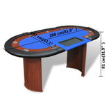NNEVL 10-Player Poker Table with Dealer Area and Chip Tray Blue