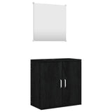 NNEVL 2 Piece Bathroom Furniture Set Black Engineered Wood