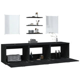 NNEVL 6 Piece Bathroom Furniture Set Black Engineered Wood