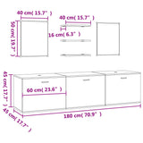 NNEVL 6 Piece Bathroom Furniture Set Black Engineered Wood