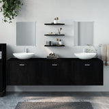 NNEVL 6 Piece Bathroom Furniture Set Black Engineered Wood