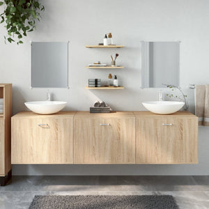 NNEVL 6 Piece Bathroom Furniture Set Oak Engineered Wood