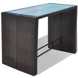 NNEVL 7 Piece Garden Bar Set with Cushions Poly Rattan Brown