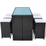 NNEVL 7 Piece Garden Bar Set with Cushions Poly Rattan Black