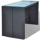 NNEVL 7 Piece Garden Bar Set with Cushions Poly Rattan Black