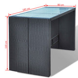 NNEVL 7 Piece Garden Bar Set with Cushions Poly Rattan Black