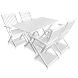 NNEVL 5 Piece Outdoor Dining Set Solid Acacia Wood White
