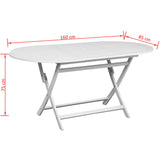 NNEVL Garden Table White 160x85x75 cm Solid Acacia Wood