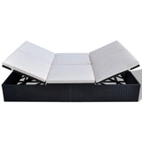 NNEVL Double Sun Lounger with Cushion Poly Rattan Black