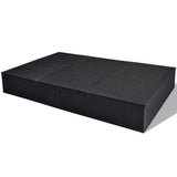 NNEVL Double Sun Lounger with Cushion Poly Rattan Black