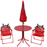 NNEVL 3 Piece Kids' Garden Bistro Set with Parasol Red