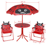 NNEVL 3 Piece Kids' Garden Bistro Set with Parasol Red
