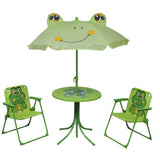 NNEVL 3 Piece Kids' Garden Bistro Set with Parasol Green