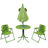NNEVL 3 Piece Kids' Garden Bistro Set with Parasol Green