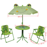 NNEVL 3 Piece Kids' Garden Bistro Set with Parasol Green